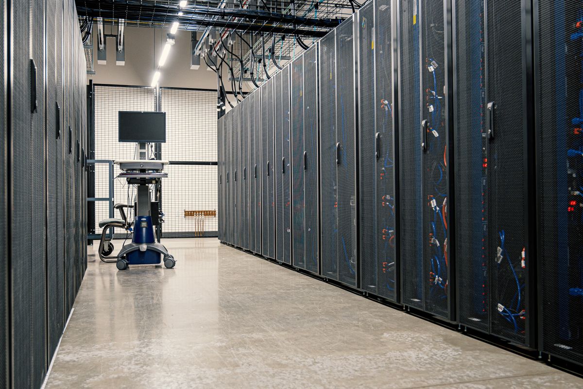 Server racks and equipment in a real data centre
